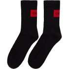 Hugo Two-Pack Black and Red Reverse Logo Socks