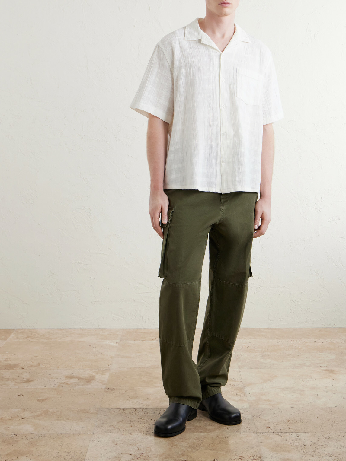 Corridor - Convertible-Collar Checked Cotton Shirt - White