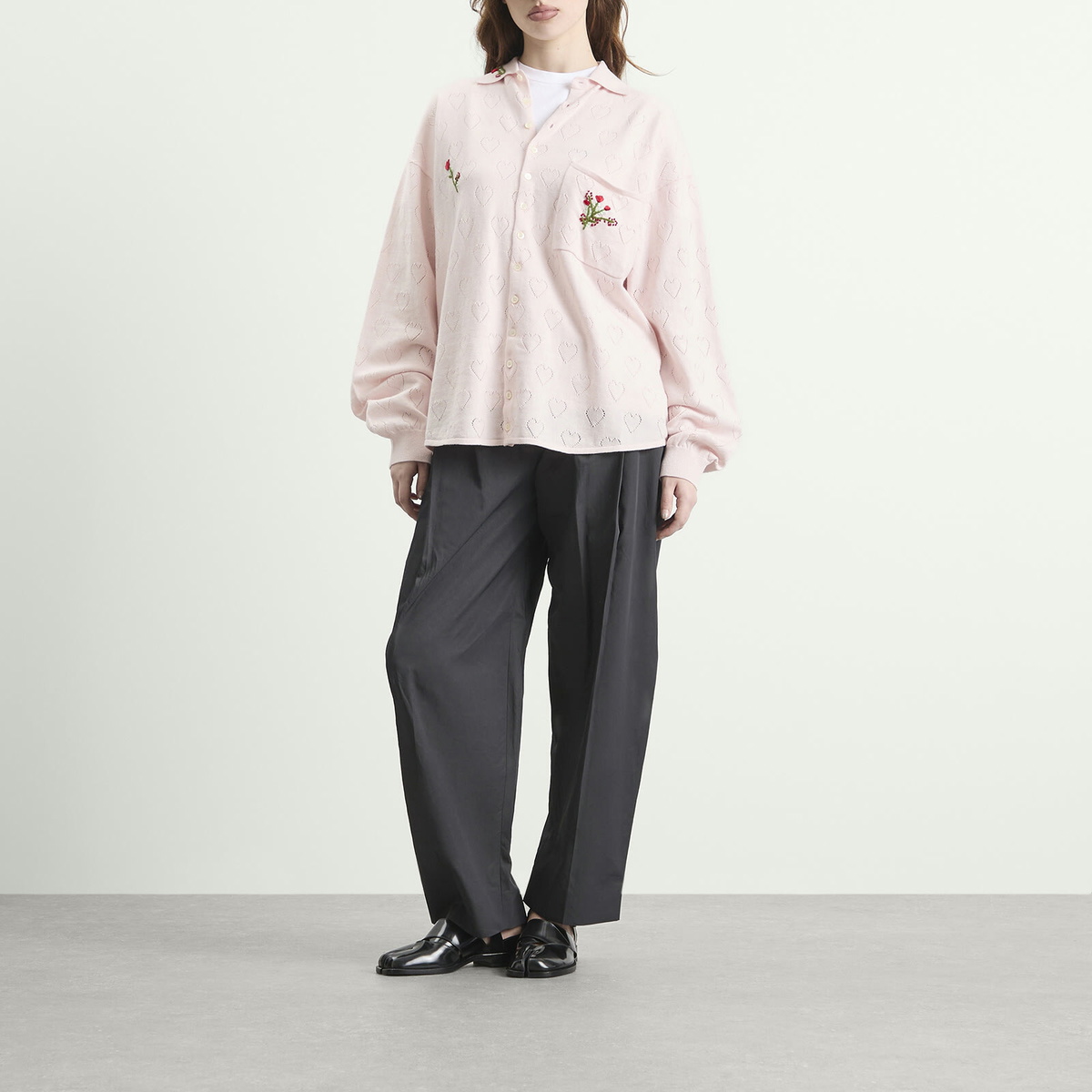 TTT MSW Women's Flower Embroidery Knit Shirt in Pink