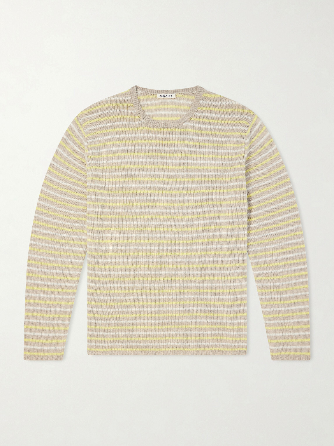 Auralee - Summer Striped Cashmere Sweater - Yellow