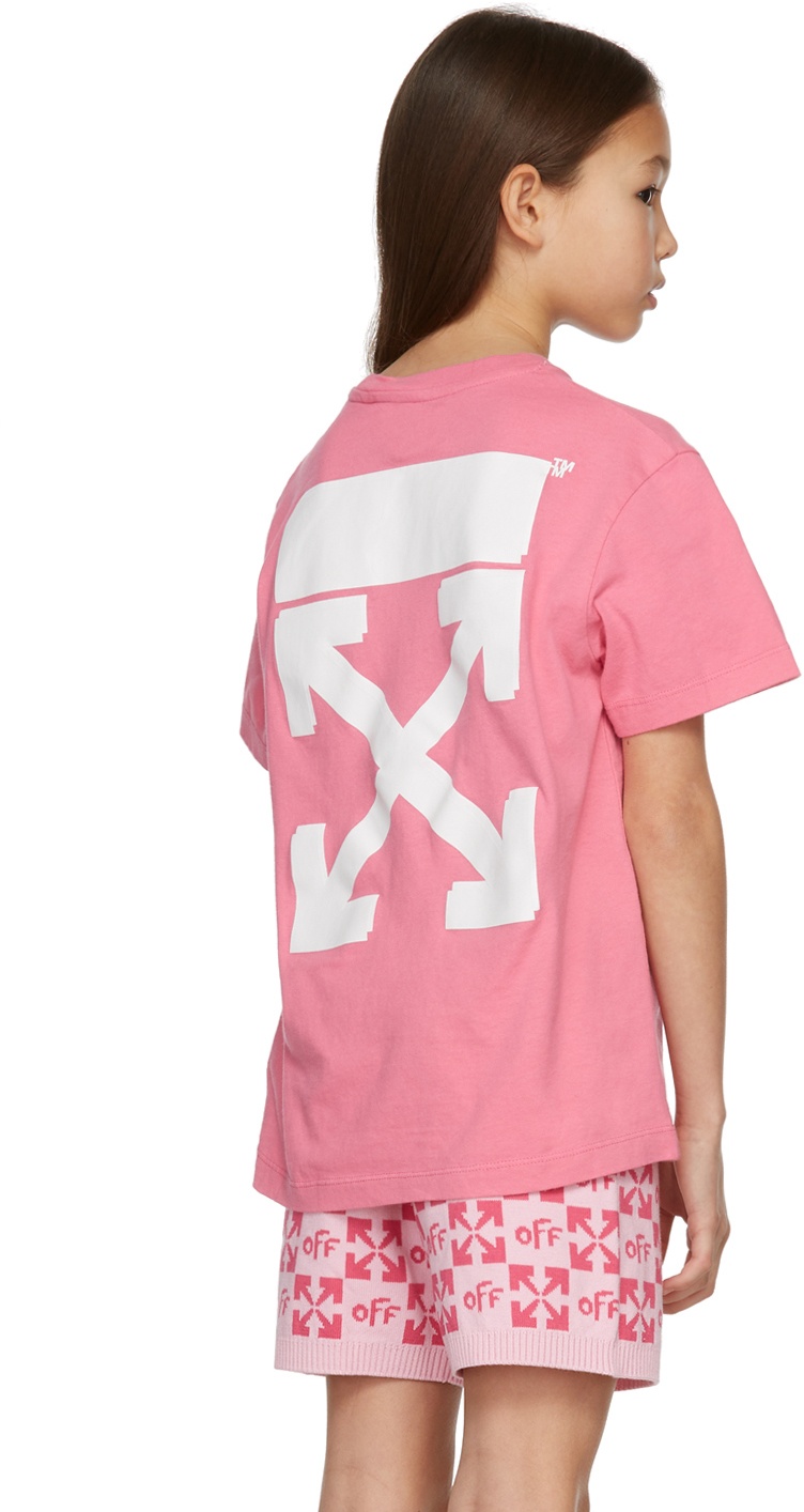 Rubber Arrow Cotton Jersey T Shirt in Pink - Off White Kids