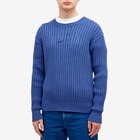 Marni Men's Logo Rib Crew Knit in Blue Sodalite