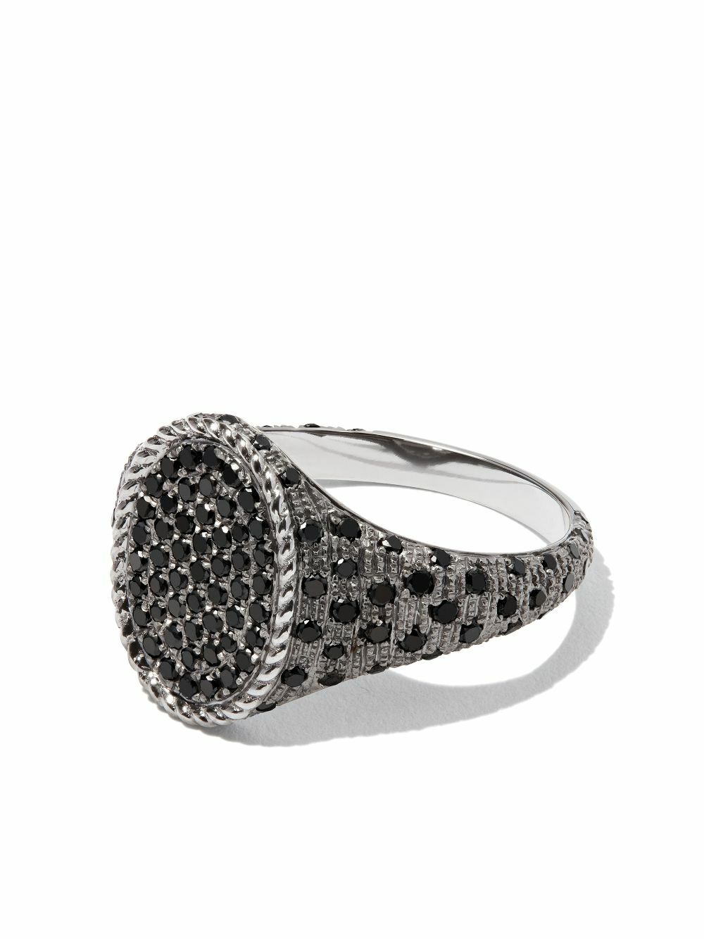 Yvonne Léon 18K Black Gold Diamond Signet Ring