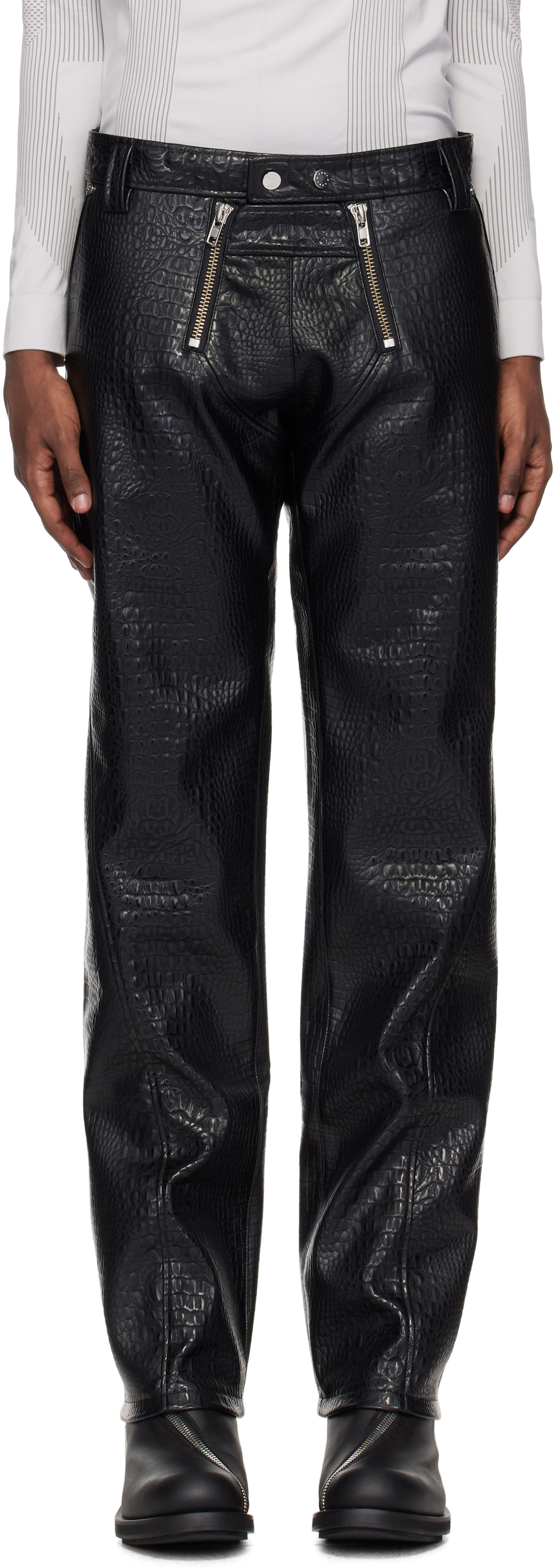 GmbH Black Talj Faux-Leather Trousers