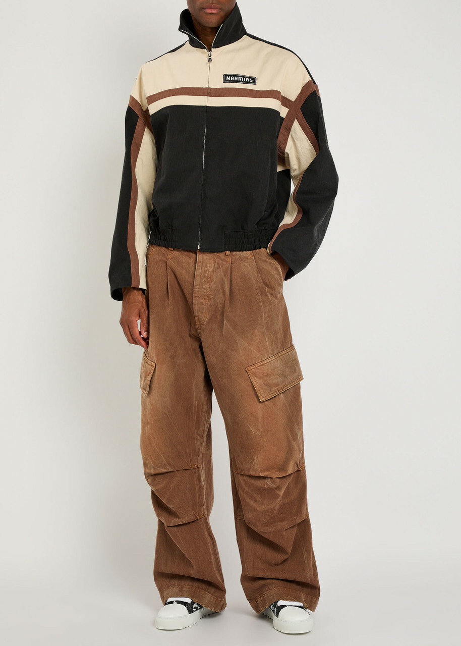 Nahmias Appliquéd Canvas Bomber Jacket Black