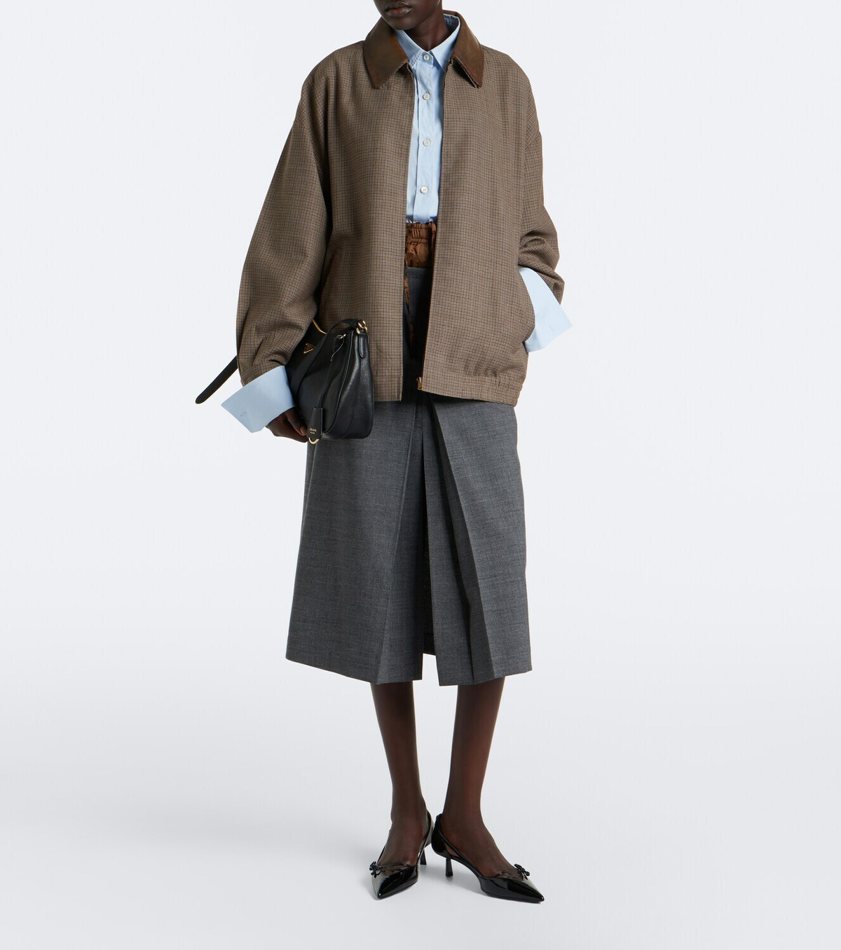 Prada Tie-neck cotton poplin shirt