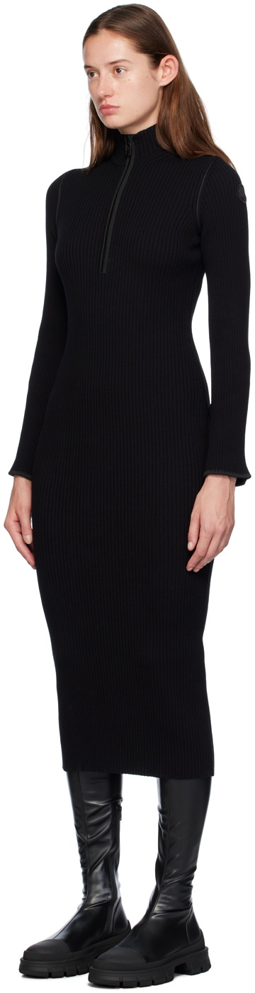 Moncler Black Wool Midi Dress