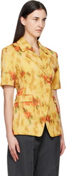 GANNI Yellow Shibori Organza Blazer