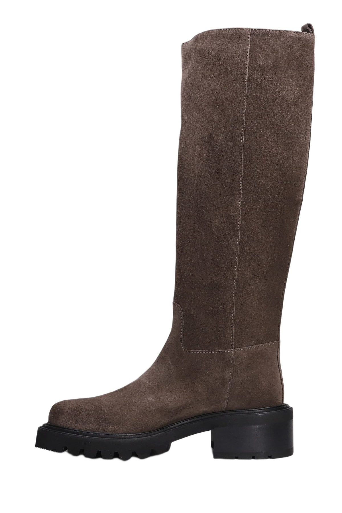 Via Roma 15 Low Heels Boots In Brown Suede