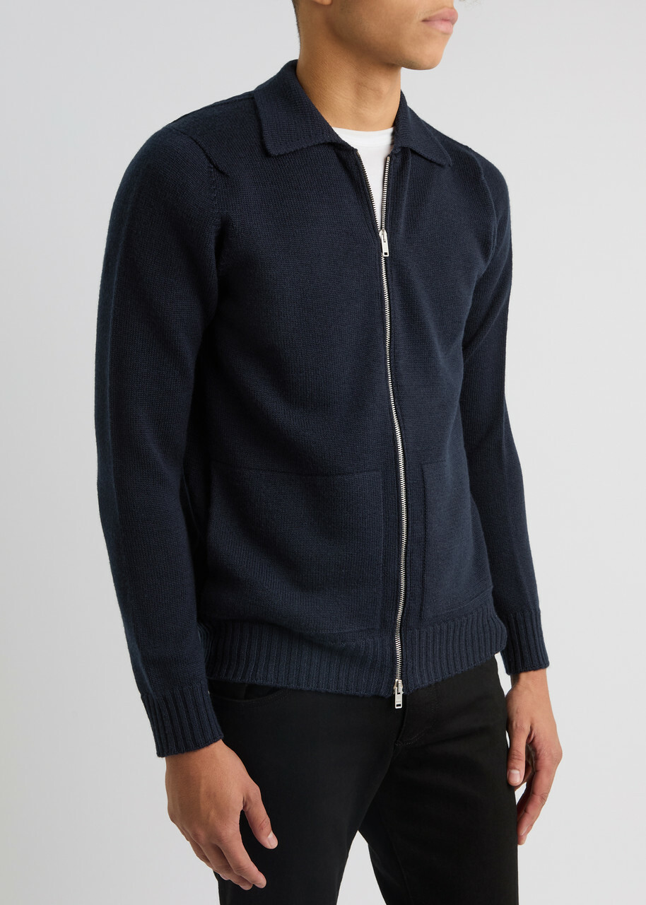John Smedley Fallon Wool Cardigan Navy John Smedley