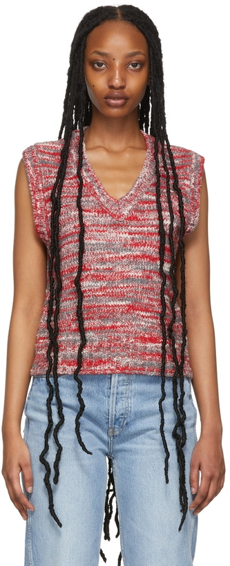 Photo: Re/Done Red & Grey 60s Sweater Vest