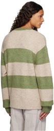 (di)vision Off-White & Green Striped Sweater