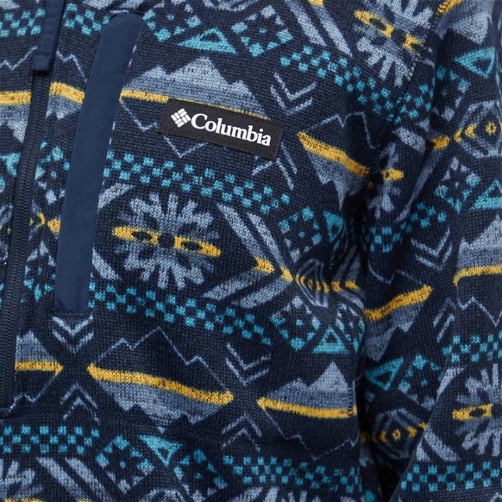 Photo: Columbia Men's Sweater Weather™ II Printed Half Zip Fleece in Collegiate Navy Checkered Peaks Print