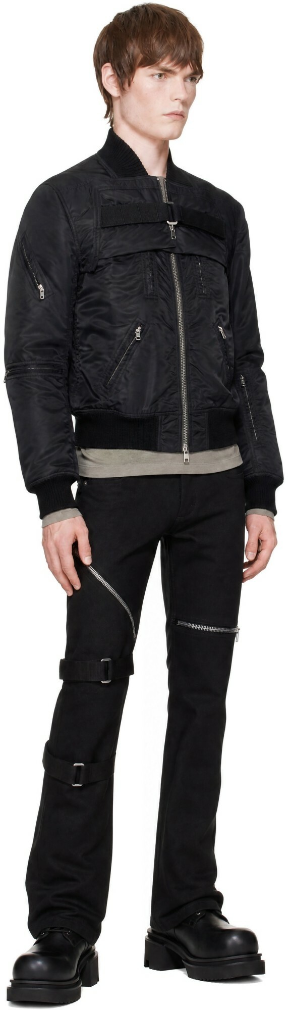 Rick Owens Black Tower 2 Piece Flight Bomber Jacket