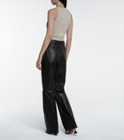 GRLFRND - Mila high-rise leather straight pants