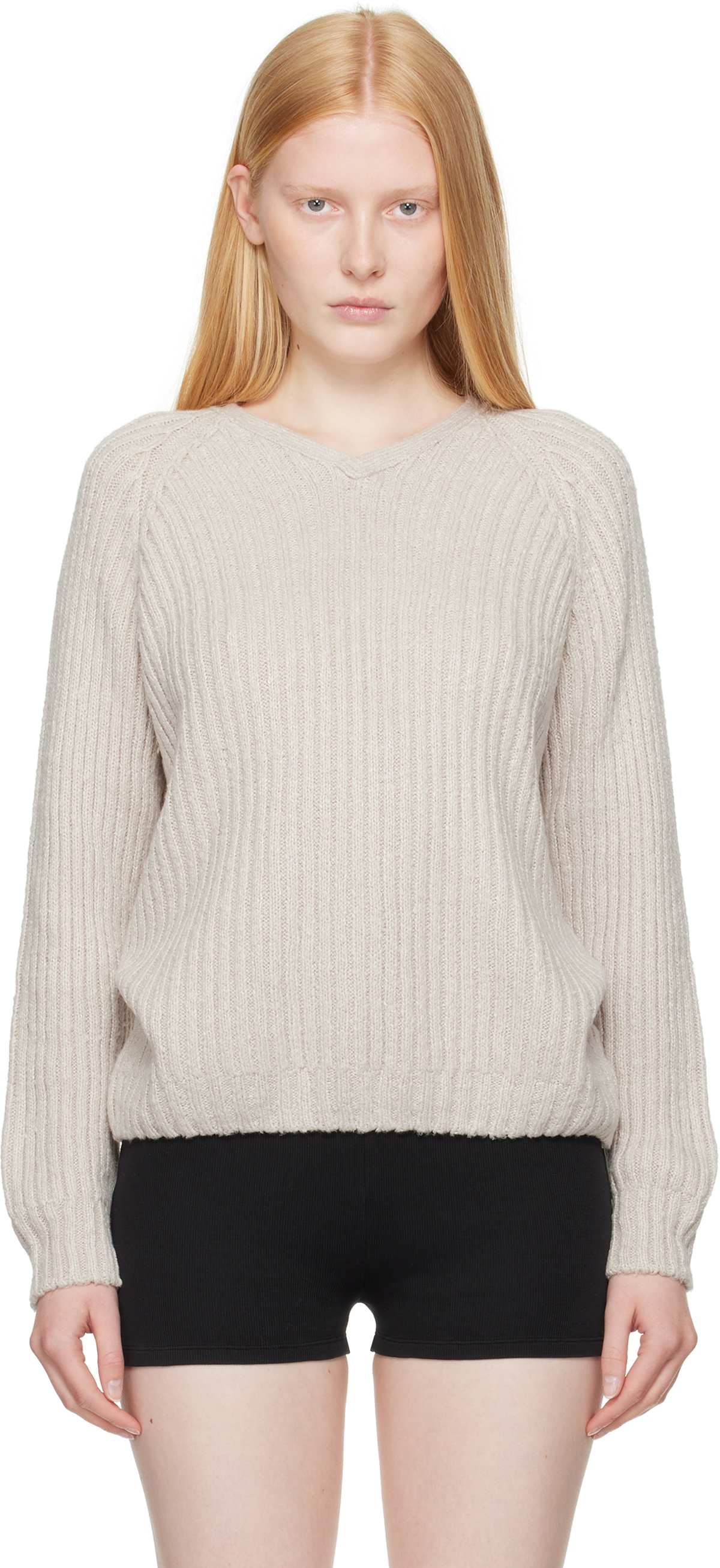 OUR LEGACY Beige Mate V-Neck Sweater Our Legacy