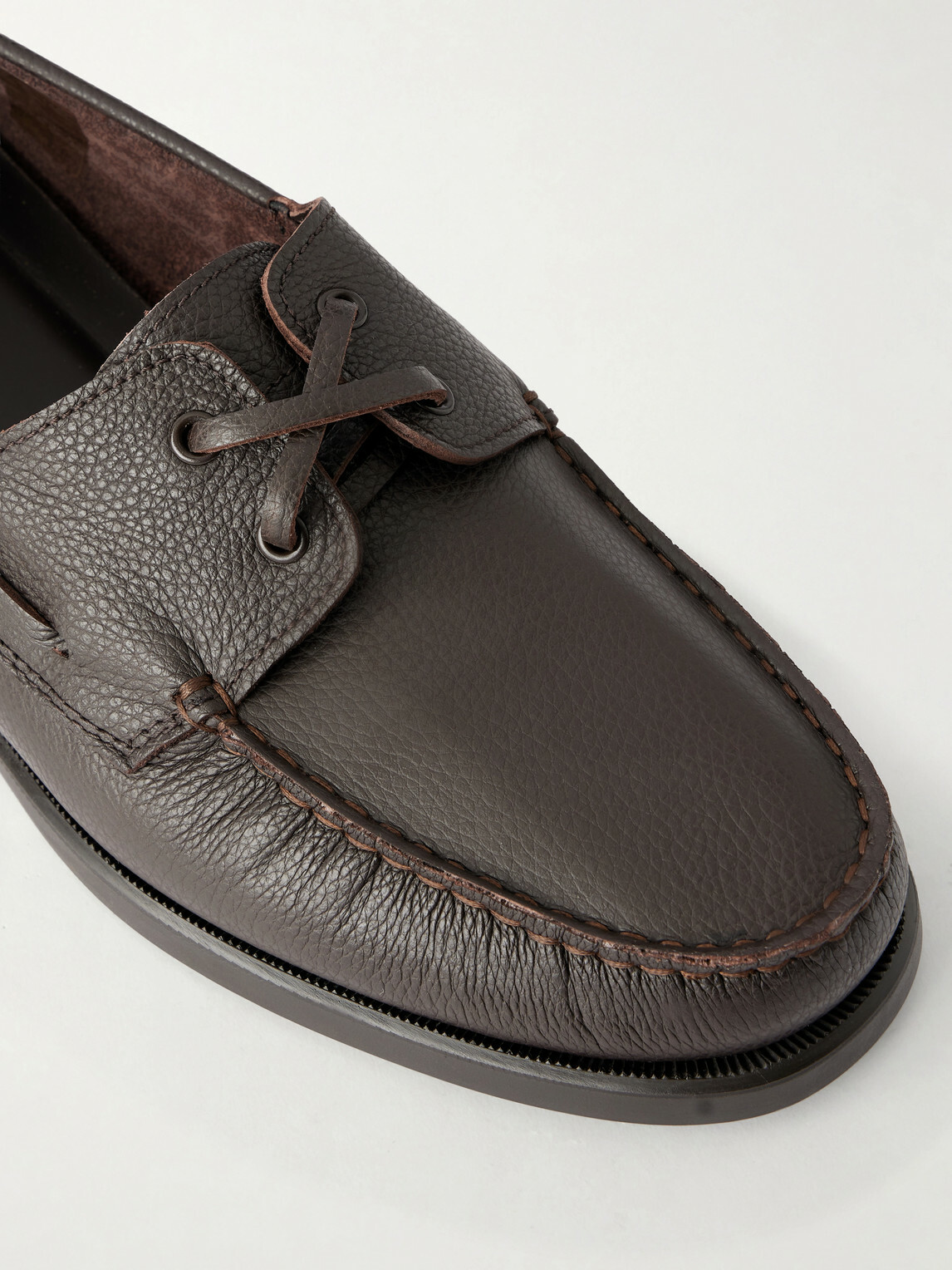 MORJAS - Full-Grain Leather Boat Shoes - Brown