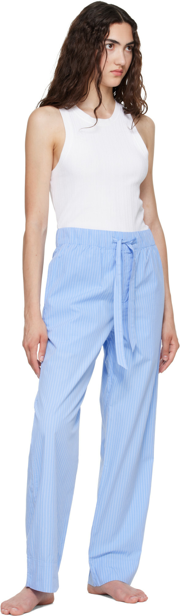 Tekla Blue Poplin Pyjama Pants