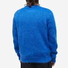 Balmain Men's Retro Logo Mohair Knit Crew in Cobalt/White