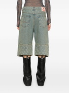 Marine Serre Blue Crescent Moon-Print Shorts