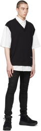 mastermind WORLD White & Black Boxy Collar Short Sleeve Sweatshirt