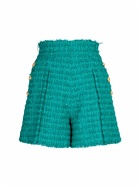 BALMAIN - High Waist Tweed Mini Shorts