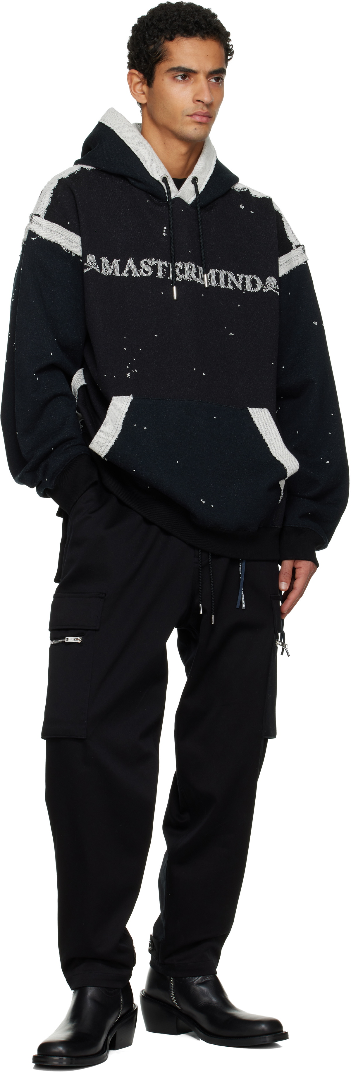 MASTERMIND WORLD Black Cut-Off Hoodie