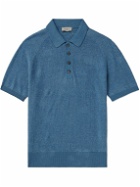 PIACENZA 1733 - Open-Knit Linen and Cotton-Blend Polo Shirt - Blue