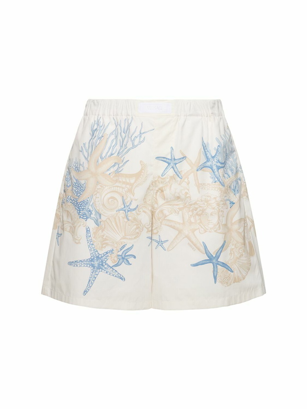 Photo: VERSACE Coral Print Cotton Shorts