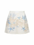 VERSACE Coral Print Cotton Shorts
