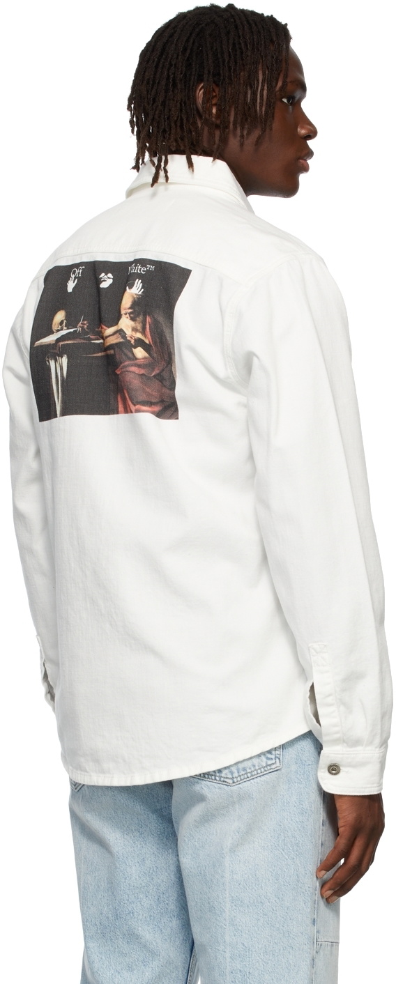 OFFWHITE 19awバックペイントデニムシャツ Off-White White Caravaggio Paint Denim Shirt Off-White