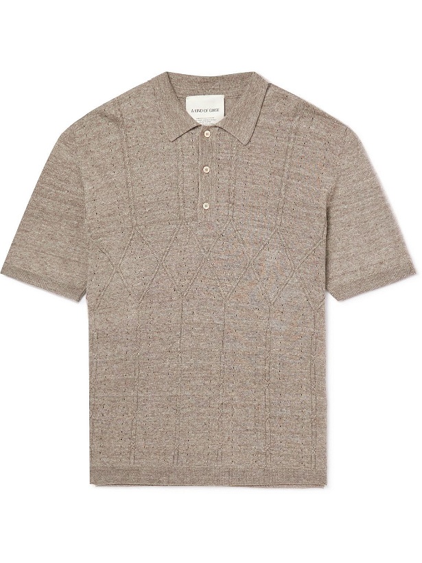 Photo: A Kind Of Guise - Pointelle-Knit Linen and Merino Wool-Blend Polo Shirt - Neutrals