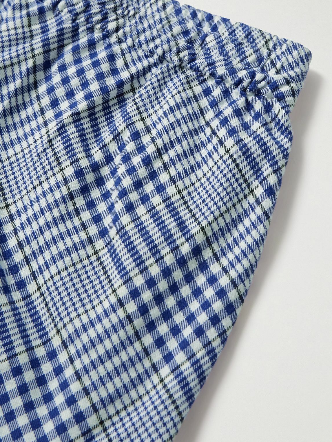 NOMA t.d. - Straight-Leg Checked Cotton Shorts - Blue