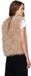 Yves Salomon Beige Cropped Feather Vest