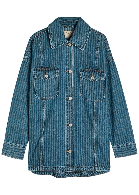 Photo: Free People Dunes Striped Denim Jacket Blue