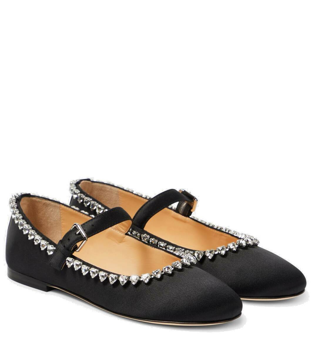 Mach & Mach Audrey embellished satin ballet flats MACH & MACH