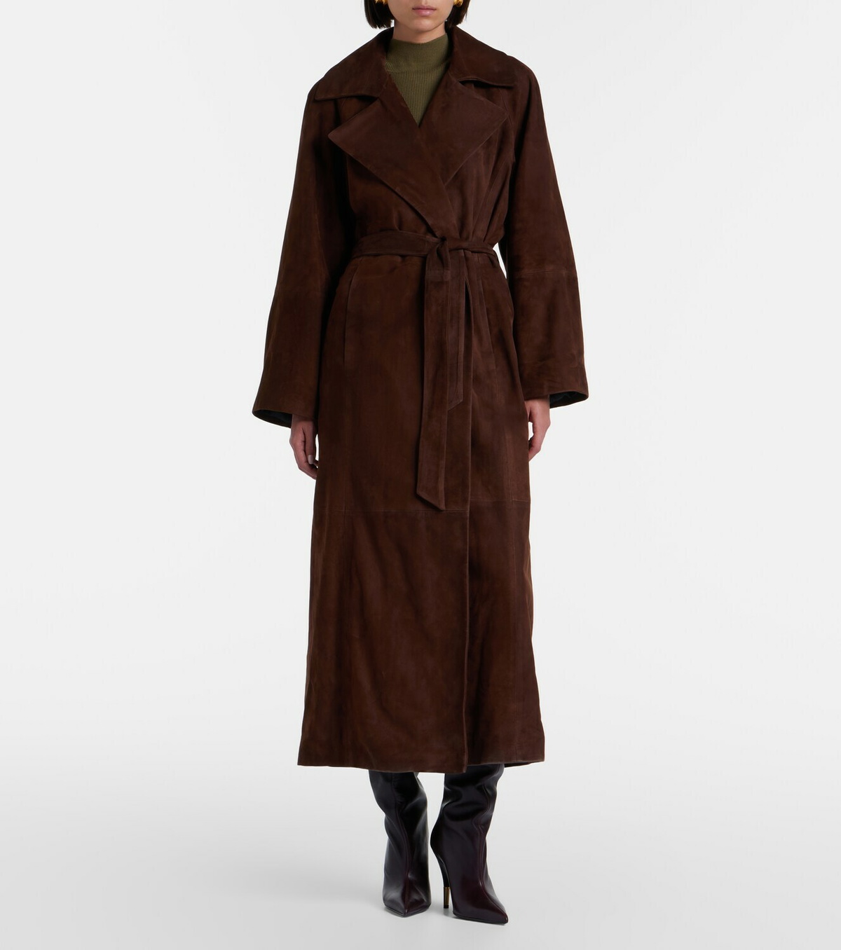 Nour Hammour Althea suede wrap coat