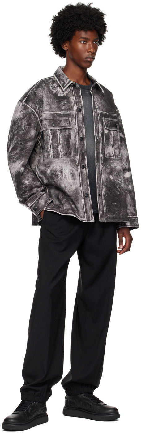 Alexander Wang Black & Gray Oversized Denim Jacket