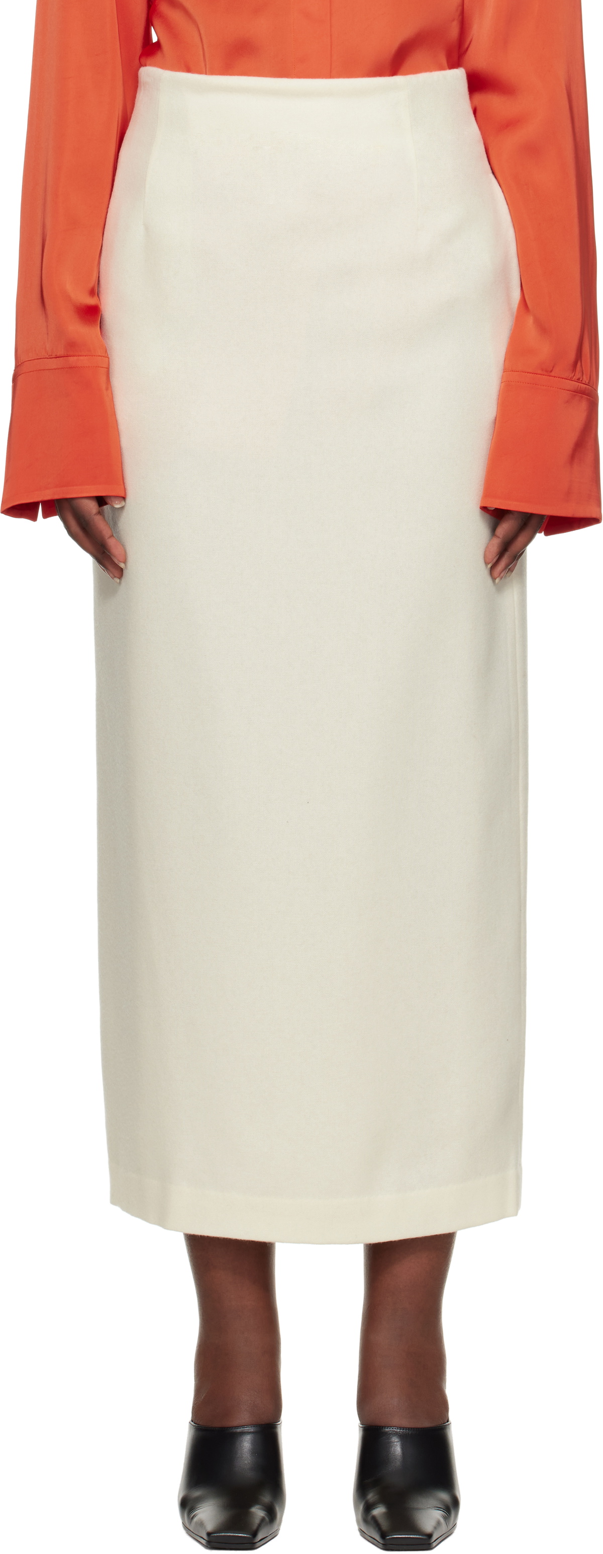 AURALEE AIRY SMOOTH CASHMERE SKIRT 新品 AURALEE Blue & White Airy Smooth Cashmere Maxi Skirt Auralee