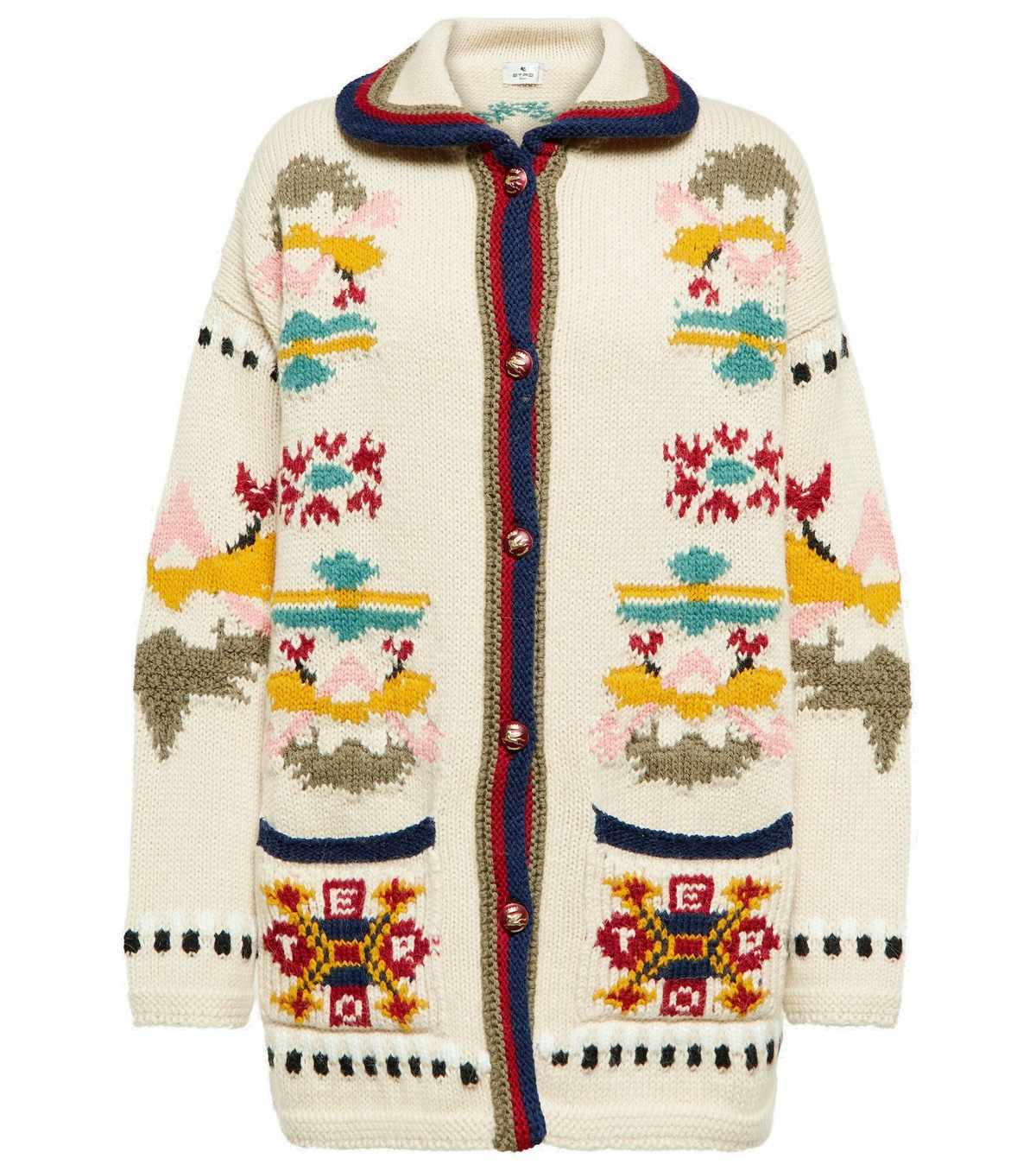 Etro - Longline intarsia wool-blend cardigan Etro