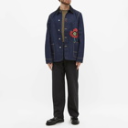 Kenzo Men's Embroidered Poppy Workwear Denim Jacket in Ink