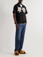 NOMA t.d. - Dream Convertible-Collar Embroidered Cotton-Poplin Shirt - Black