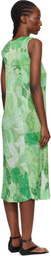 PLEATS PLEASE ISSEY MIYAKE Green Foggy Forest Maxi Dress