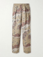 KAPITAL - Straight-Leg Pleated Printed Tech-Jersey Track Pants - Neutrals