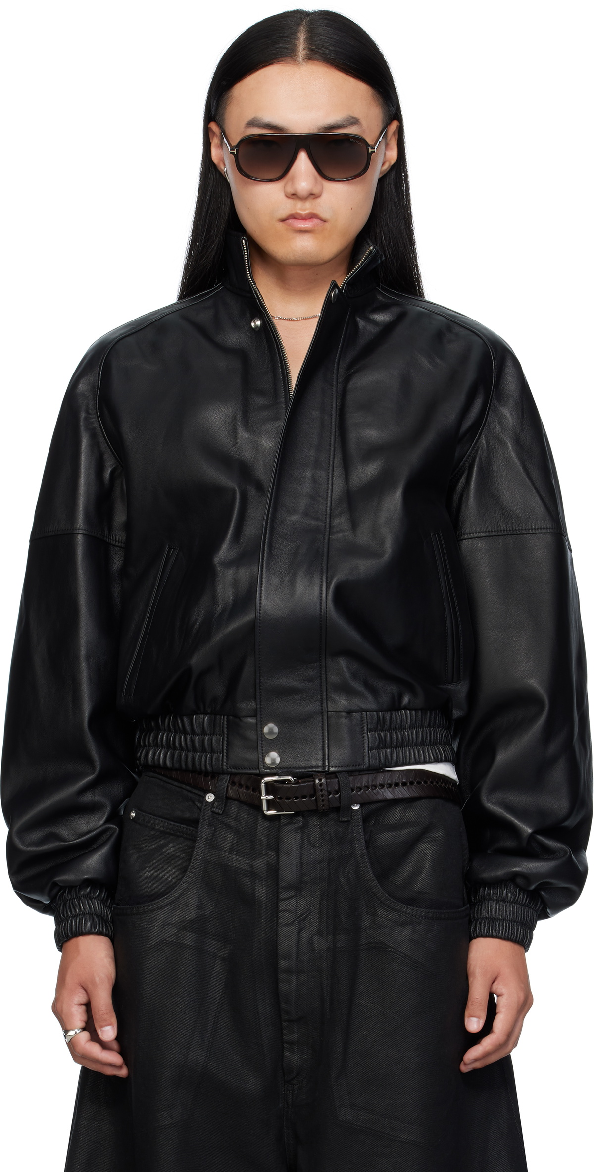 LU'U DAN Black Oversized Tailored Faux-Leather Coat LU'U DAN