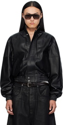LU'U DAN Black Blouson Leather Jacket