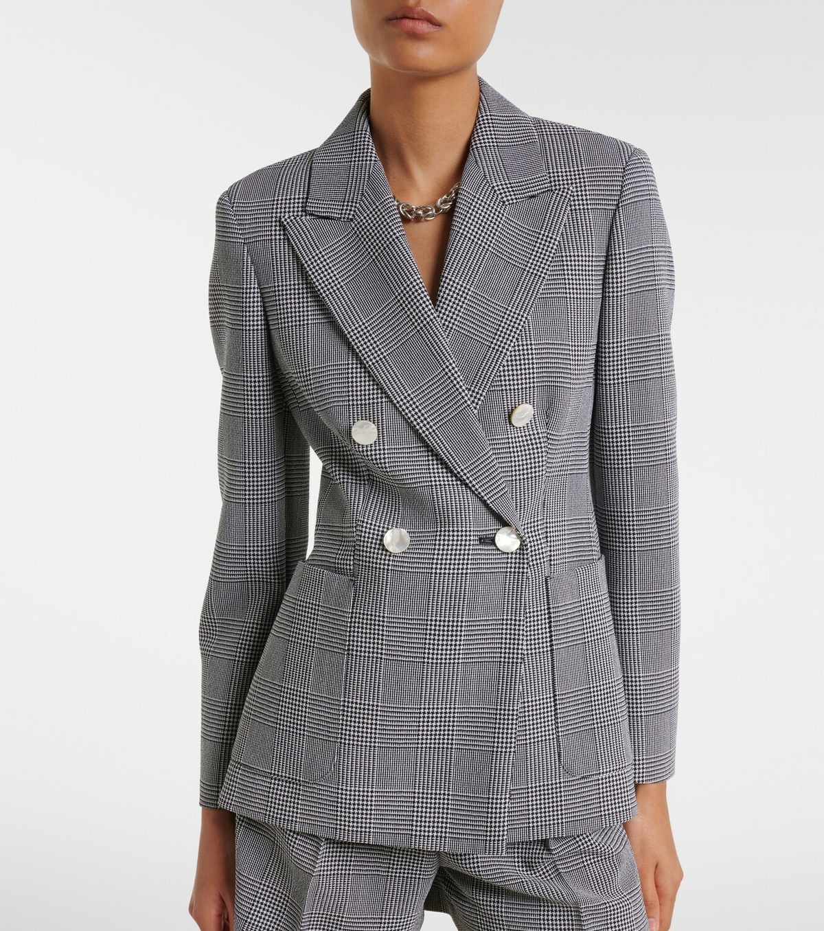 Max Mara Prince of Wales check virgin wool blazer