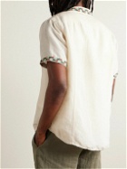 Corridor - Hamsa Camp-Collar Embroidered Cotton Shirt - White