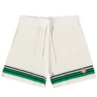 Casablanca Men's Crochet Tennis Shorts in Green/White