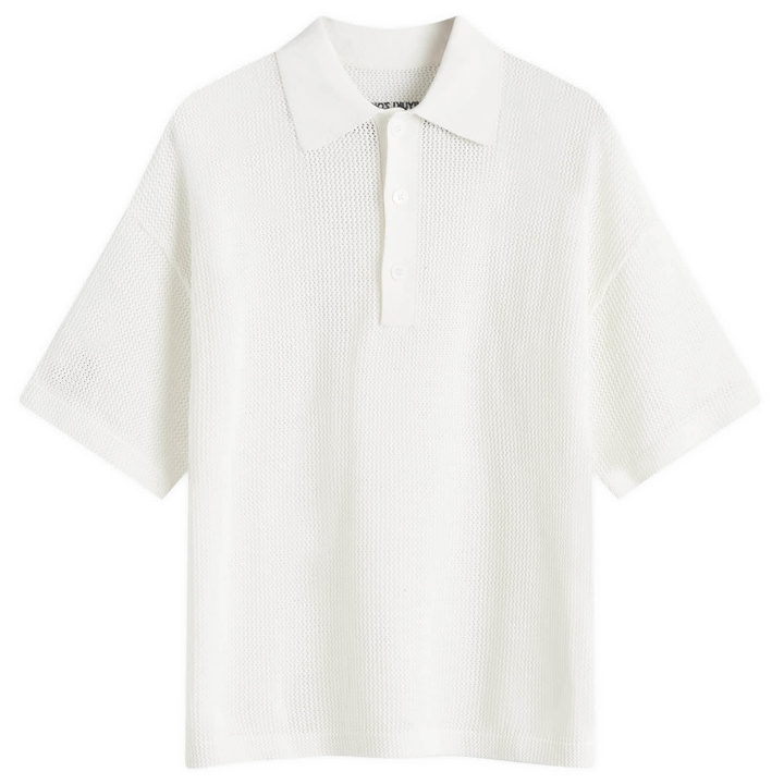 Photo: MKI Men's Loose Gauge Polo in Off White